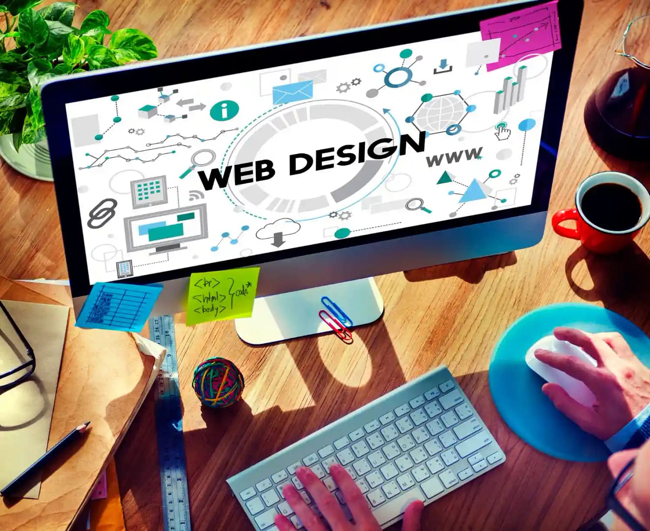 Illustration du design et de la conversion WordPress sur un écran d’ordinateur