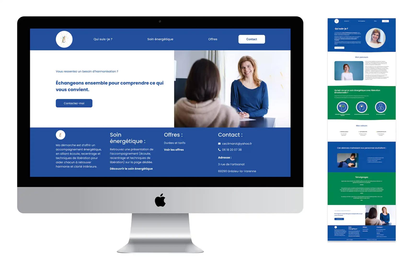 Aperçu du site WordPress de Cécile Marot, énergéticienne à Grézieu-la-Varenne