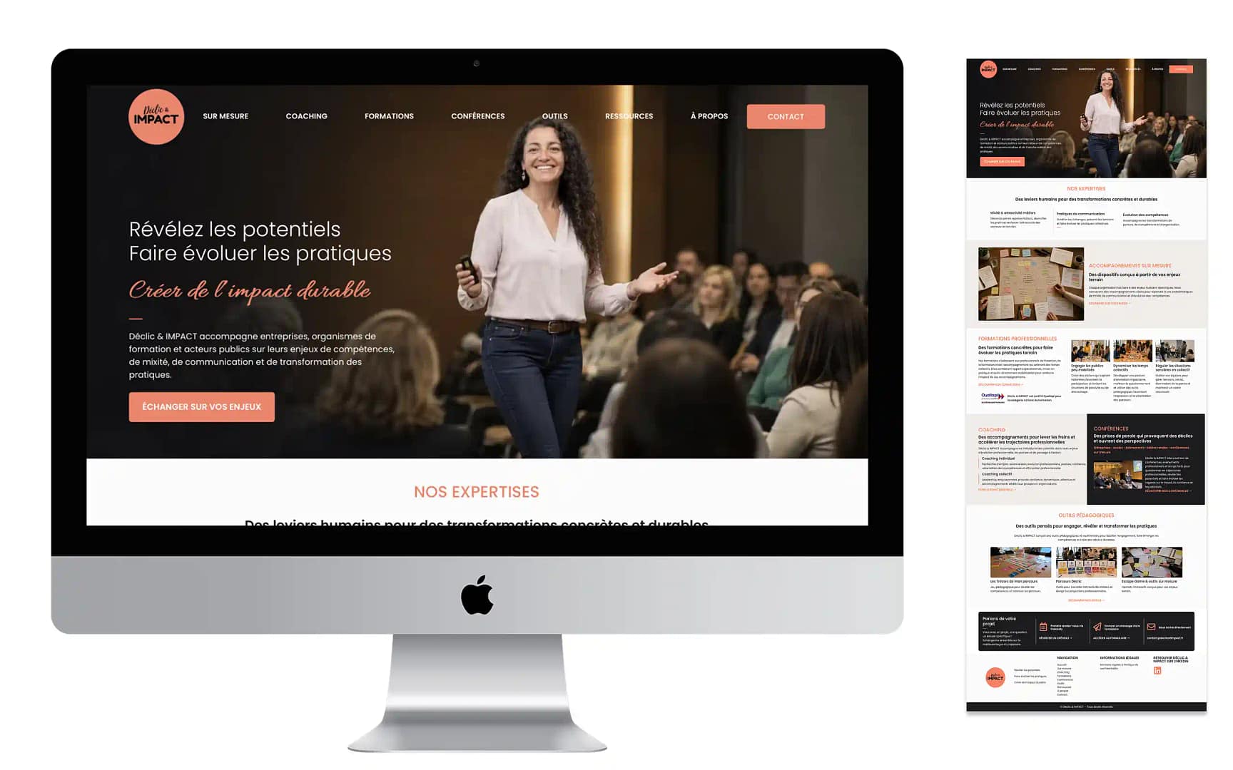 Mockup du site WordPress Déclic & IMPACT réalisé avec Elementor